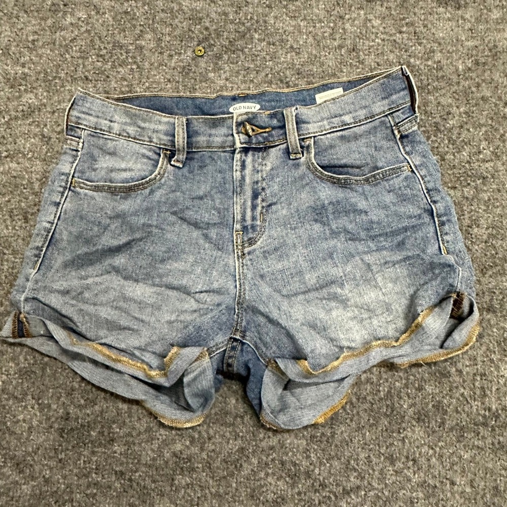 Old Navy Denim Shorts Womens Size 2 Blue Cuffed Hem Casual Stretch Jean Shorts